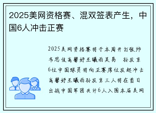 2025美网资格赛、混双签表产生，中国6人冲击正赛